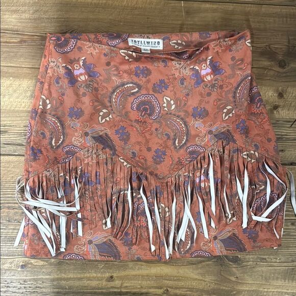 Idyllwind Women’s Orange Design Fringe Skirt Size S - Picture 1 of 5